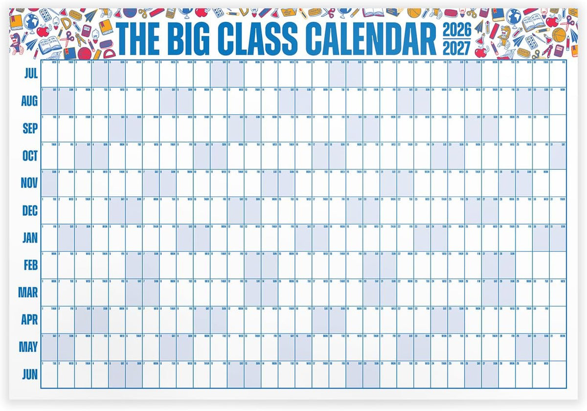 Big A## Calendar - Big Class Dry Erase Wall Calendar July 2026 - June 2027