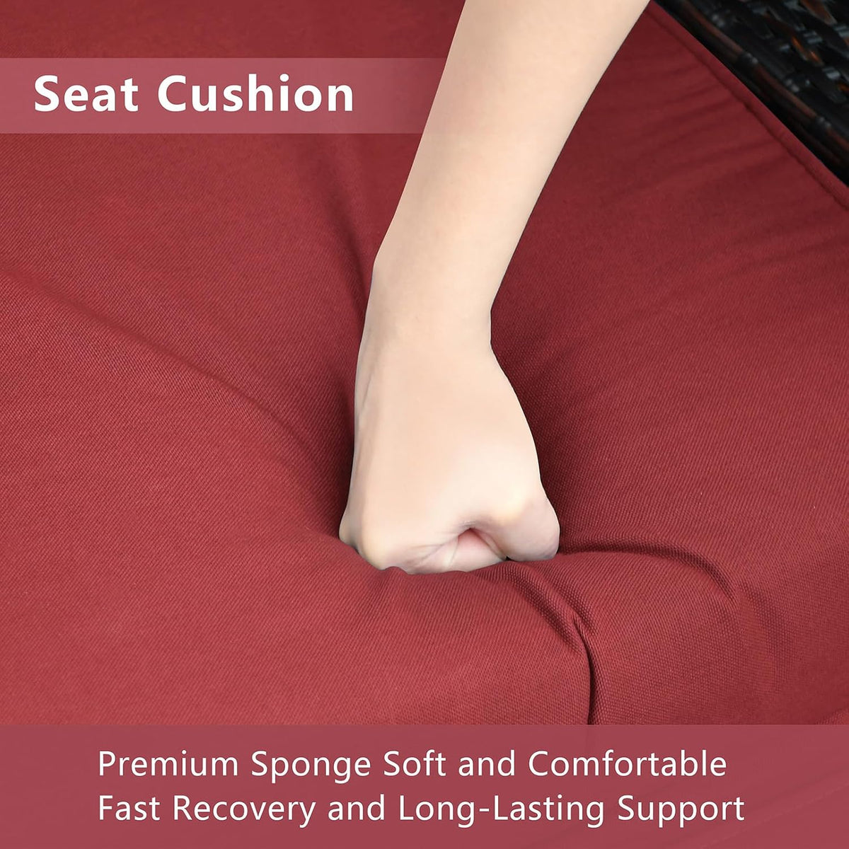 Skypatio All-Weather Outdoor Recliner Chair Replacement Cushion, Outdoor Waterproof Cushion for Patio Reclining Chair (Red)