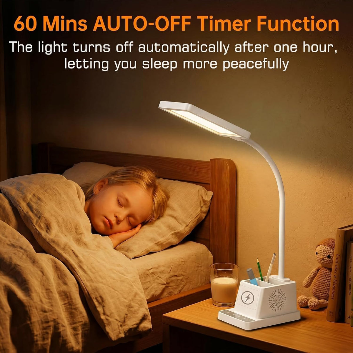 cozoo LED Desk Lamps for Home Office with Storage,15W Fast Wireless Charger