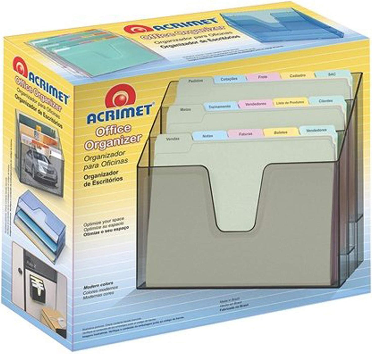Acrimet Horizontal Triple File Folder Organizer Sorter, Letter, Clear Blue