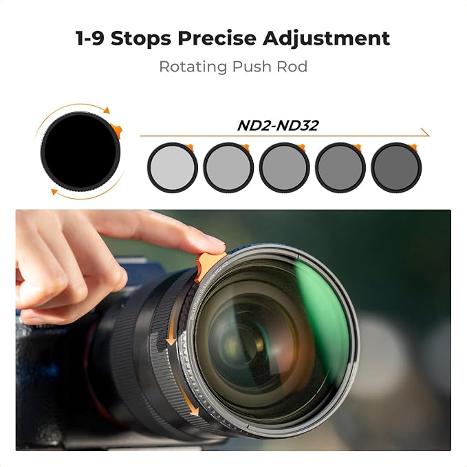 K&F CONCEPT 52mm Black Diffusion Mist 1/4 Effect & Variable ND2-400 ND Lens