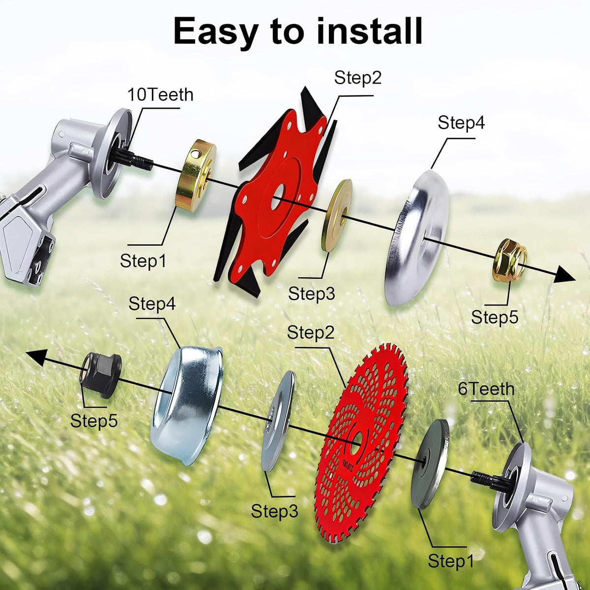 Brush Cutter Blade Set with Adapter Kit, 3 PCS