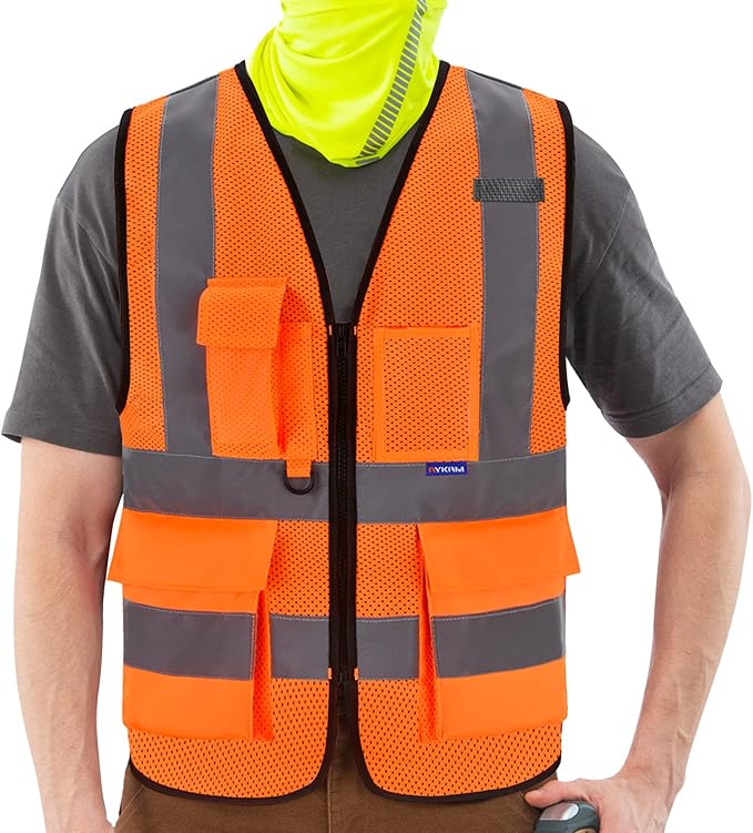 X Small High Visibility Mesh Safety Reflective Vest with Pockets and Zipper