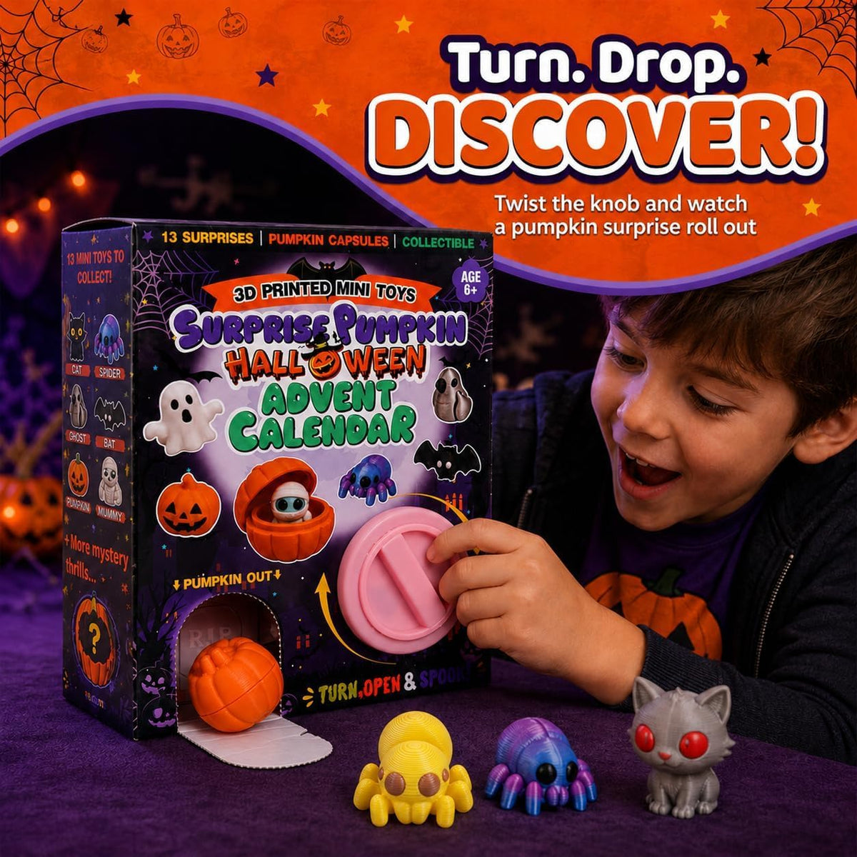 Halloween Advent Calendar 2026,13 Pumpkin Capsule Mini Figures