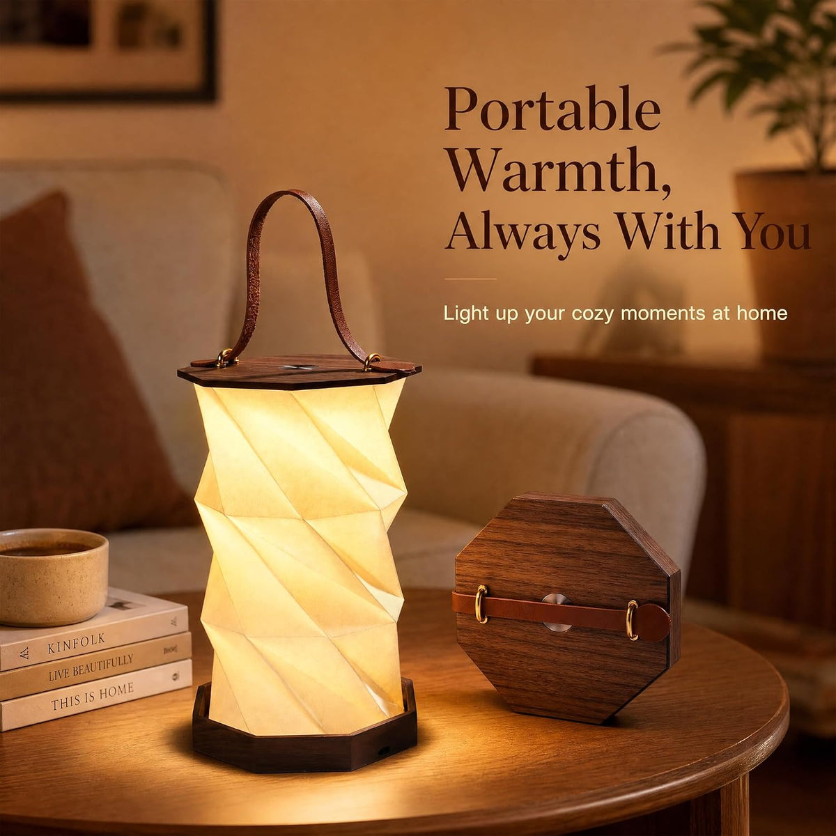 Ba sus Wooden Paper Lamp, Portable Lantern Light ,Foldable Funky Lamp