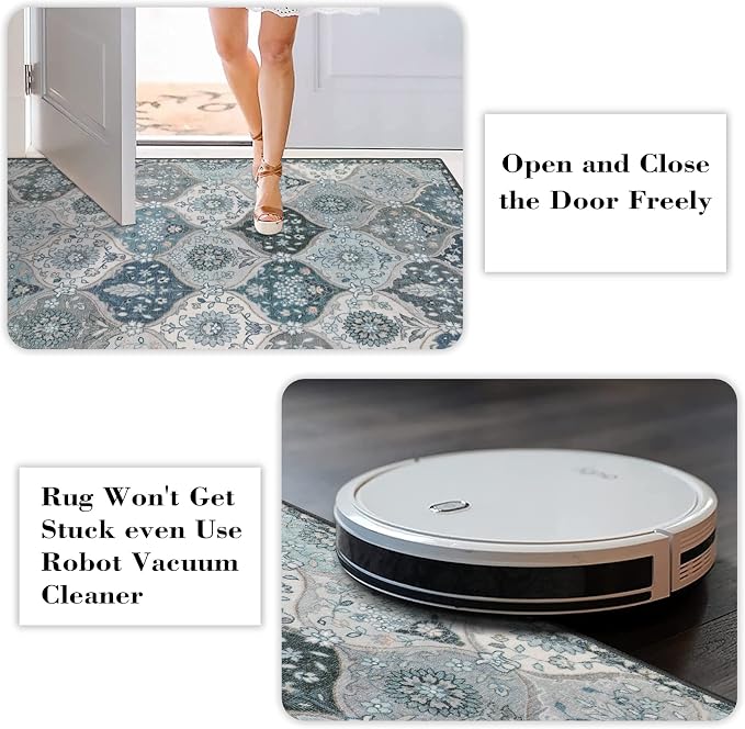 Lahome Moroccan Trellis Round Rug, Faux Wool, Machine Wash, Non-Slip Backing