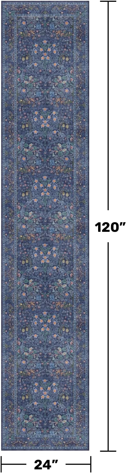 Hazo Haus Non Slip 2x10 Dark Blue Hallway Runner - 10ft Long Runner Rugs