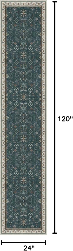 Hazo Haus Vintage Dark Green 2x10 Hallway Runner Rug