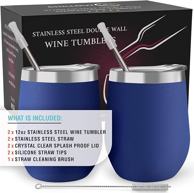 12 oz Stainless Steel Wine Tumblers 2 Pack