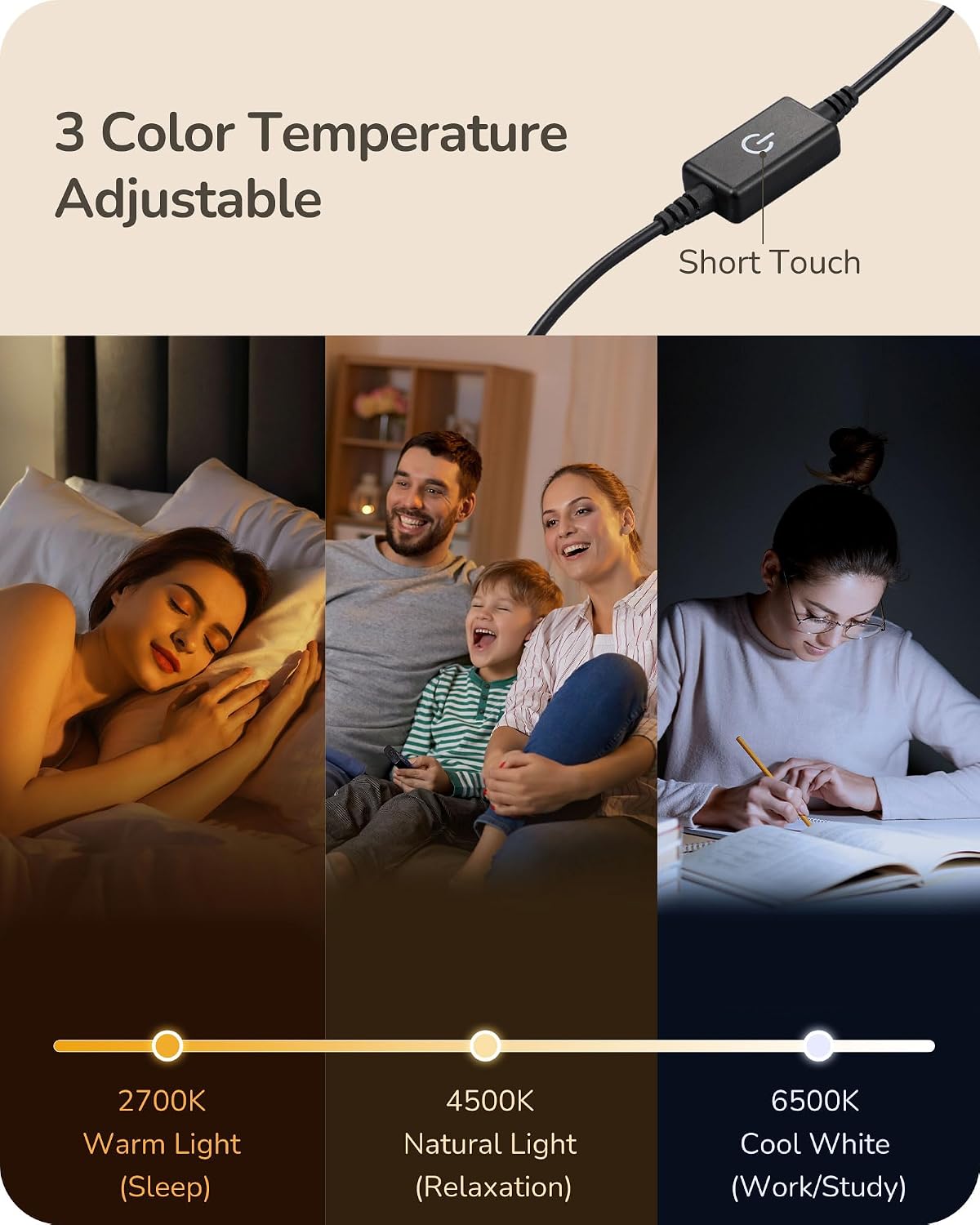 EDISHINE LED Table Lamp Set of 2, Modern Desk Lamps, Black Bedside Lamps