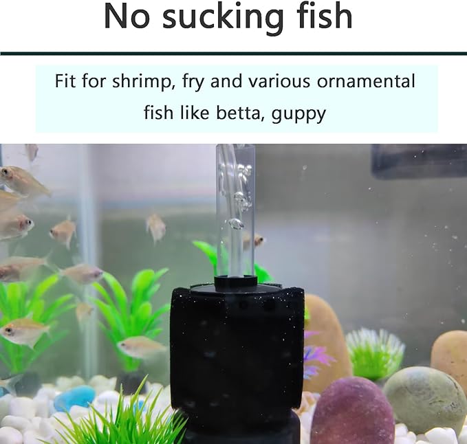 AQUANEAT Aquarium Air Powered Sponge Filter, Fish Tank Bio Bubble Filter