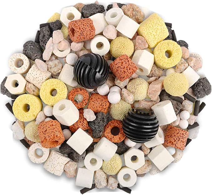 Hamiledyi Aquarium Filter Media 12 in 1 Bio Balls Ceramic Rings Fish Tank Pond