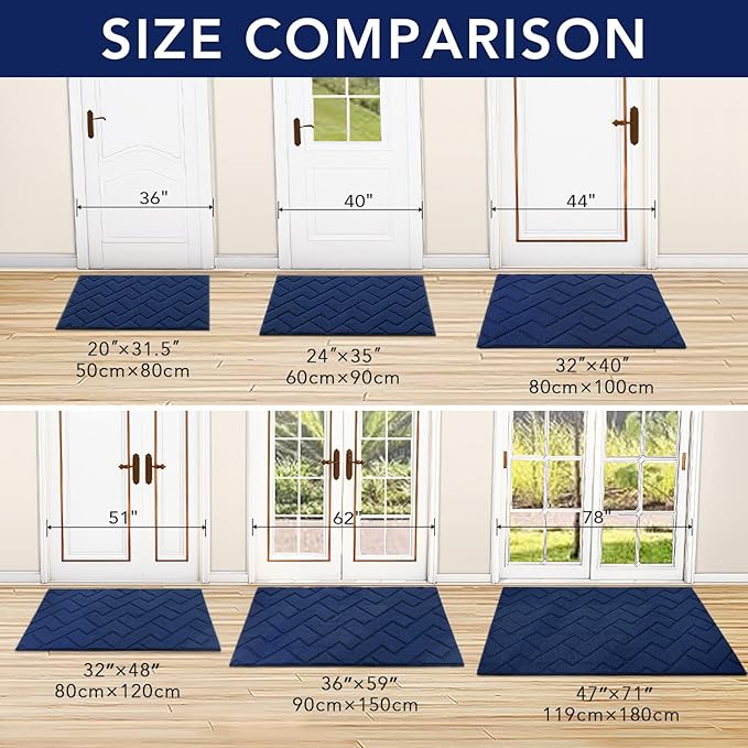 hicorfe Front Door Mat Outside Entrance, Stain and Fade Resistant, Non Slip