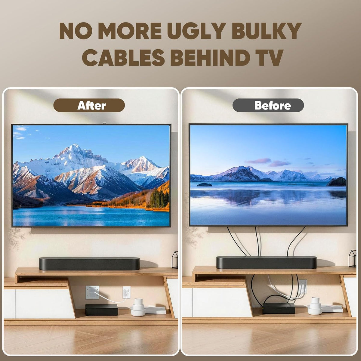 in Wall TV Cable Management Kit with Brush Wall Plate TV Cable Hider Wall Kit-9.8FT Cord, UL Listed, Recessed Dual AC Outlets Box for Wall-Mounted TV and Home Theater