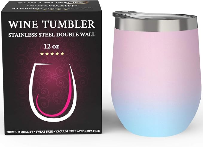 CHILLOUT LIFE 12 oz Stainless Steel Wine Tumbler