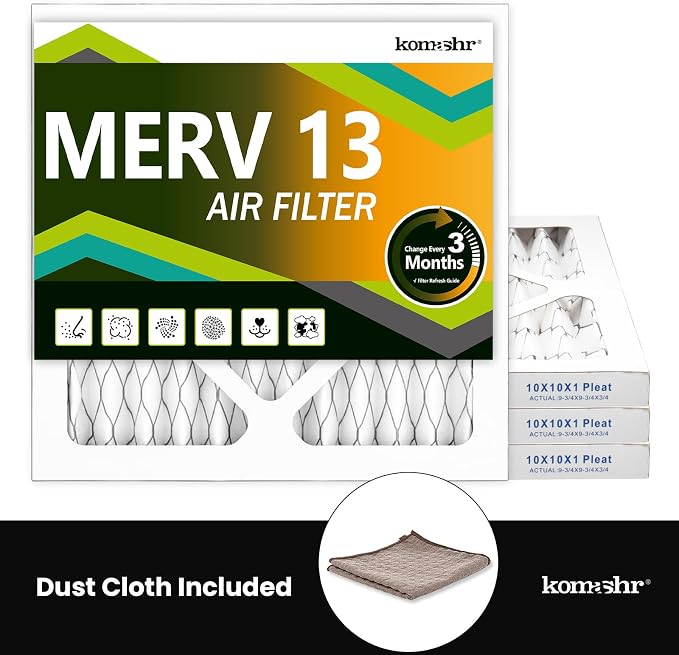 10x10x1 Air Filter MERV 13, HVAC/Furnace AC Filter Replacement, Dust