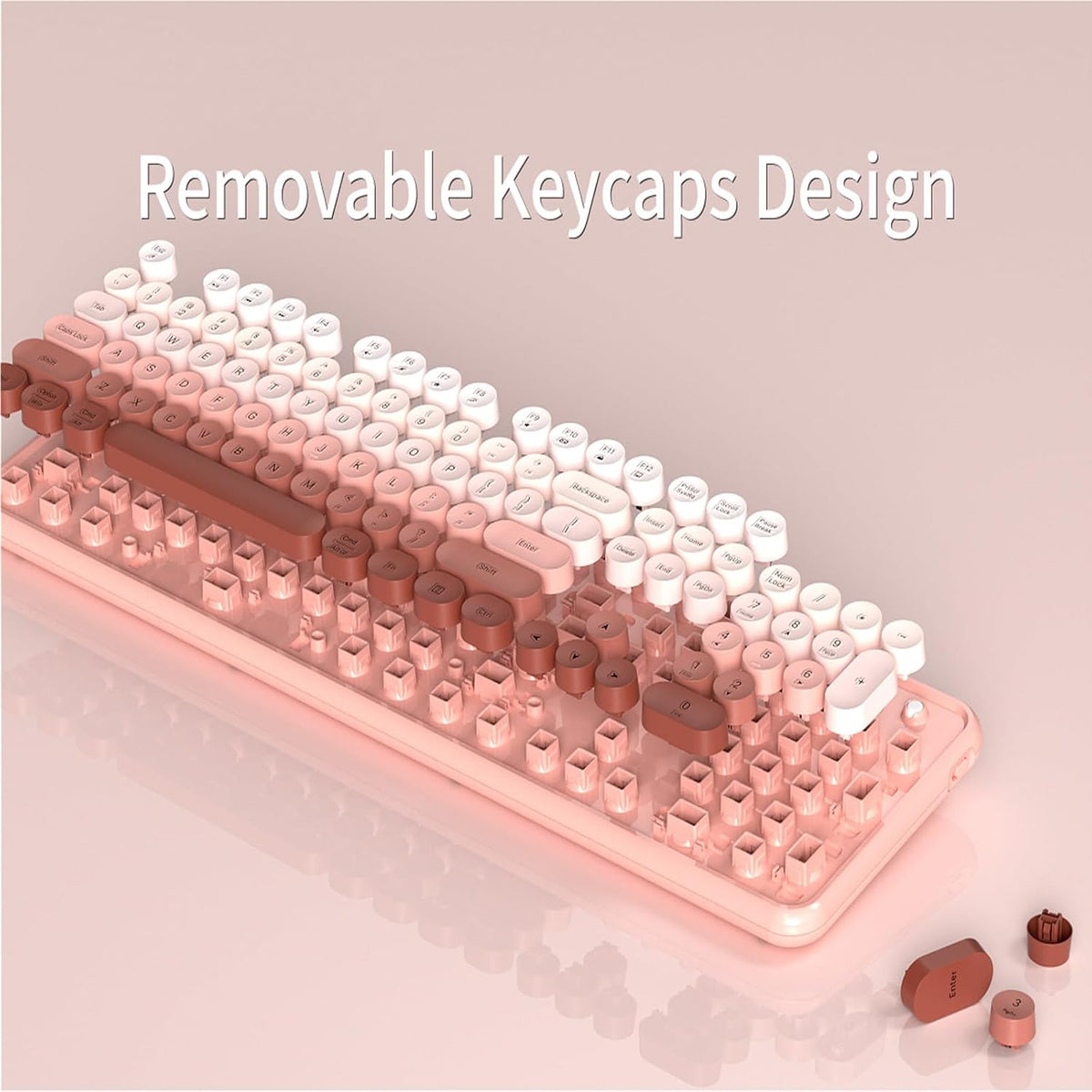 Colorful Wireless Computer Keyboard and Mouse, Peach Gradient
