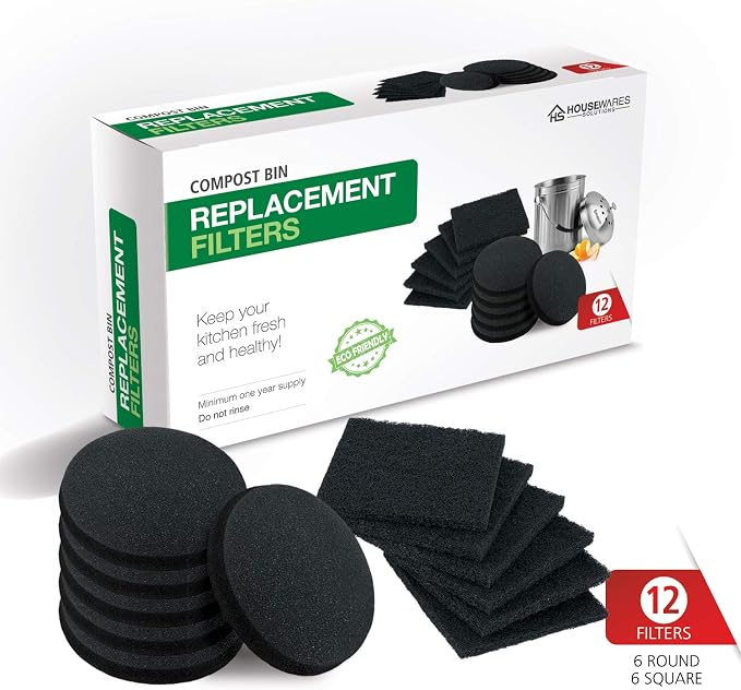 12 Pieces Counter Top Activated Carbon Compost Bin Filters