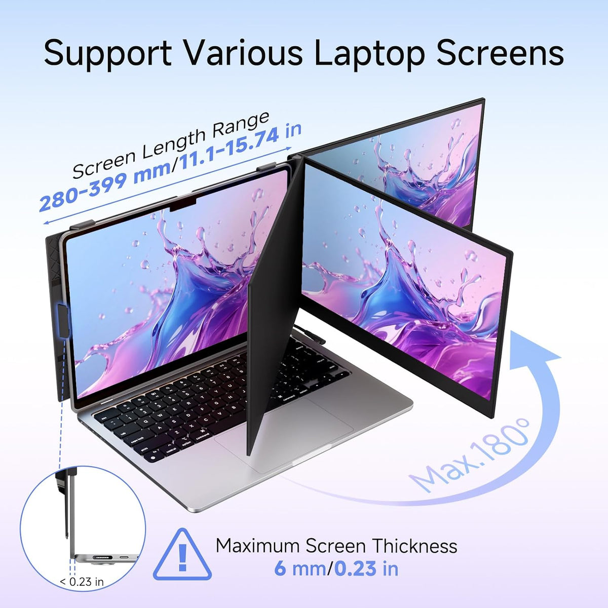 ROYY Laptop Screen Extender, 14" 1080P FHD IPS Portable Monitor