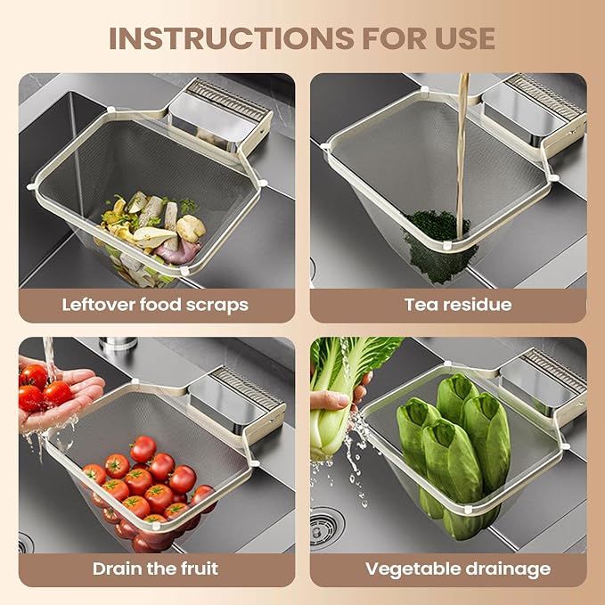 Sink Food Strainer, Suction Cup Drain Basket, Easy Filter