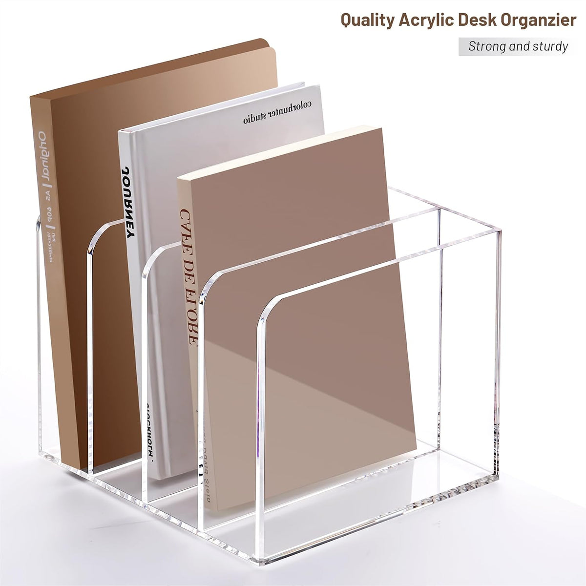 YUXUN Acrylic Magazine Holder,4 Slots Desk Organizer Clear File Organzier