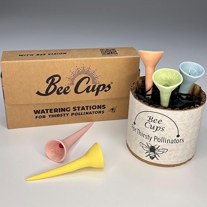 5 Pack, Bee Watering Station, 100% Handmade from Porcelain, Bee and Butterfly