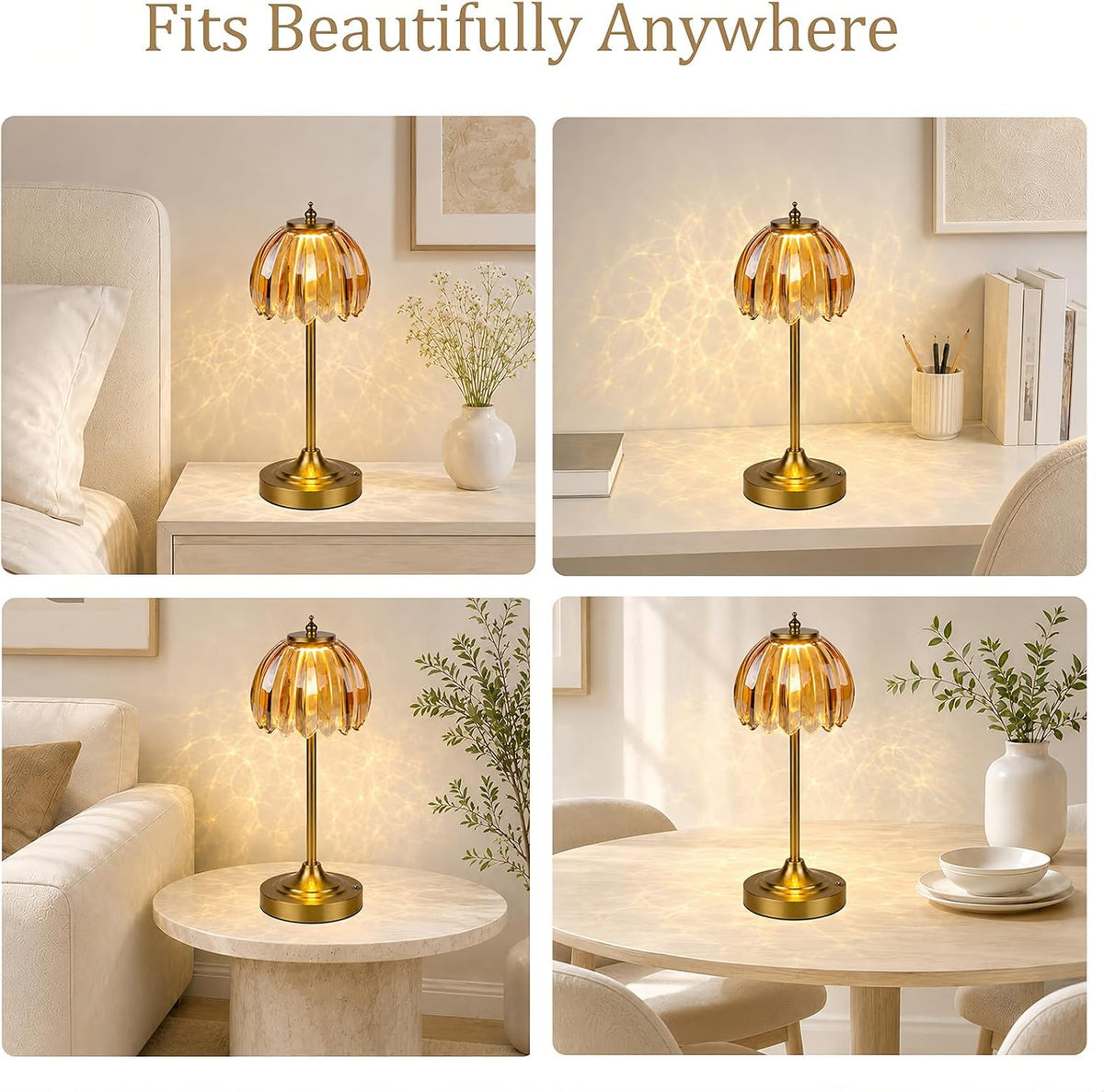 Rechargeable Cordless Table Lamp, 3 Color Temps & Stepless Dimming
