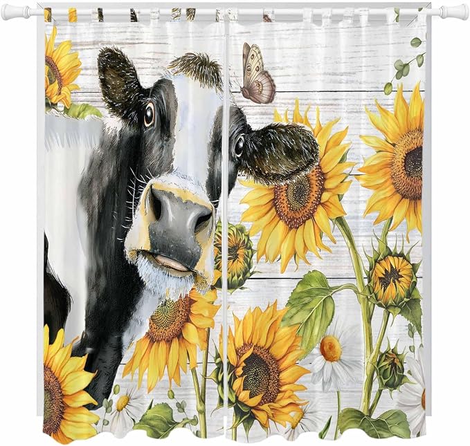 Retro Farmhouse Floral Living Room Curtains 96 Inch Length, Window Curtains Tab