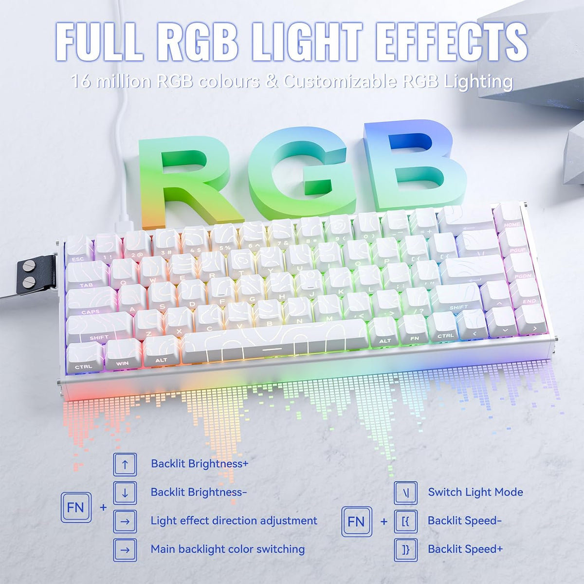 ATTACK SHARK X68MAX HE Wired RT RGB Mechanical Gaming Keyboard-WhiteContour