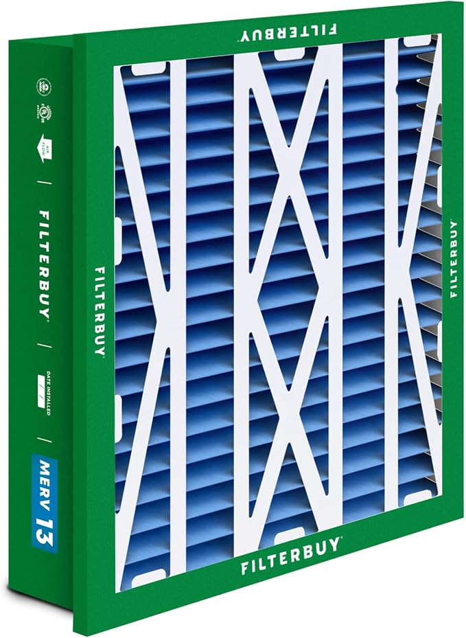 Filterbuy 24x24x5 Air Filter MERV 13 Optimal Smoke & Allergy Defense,