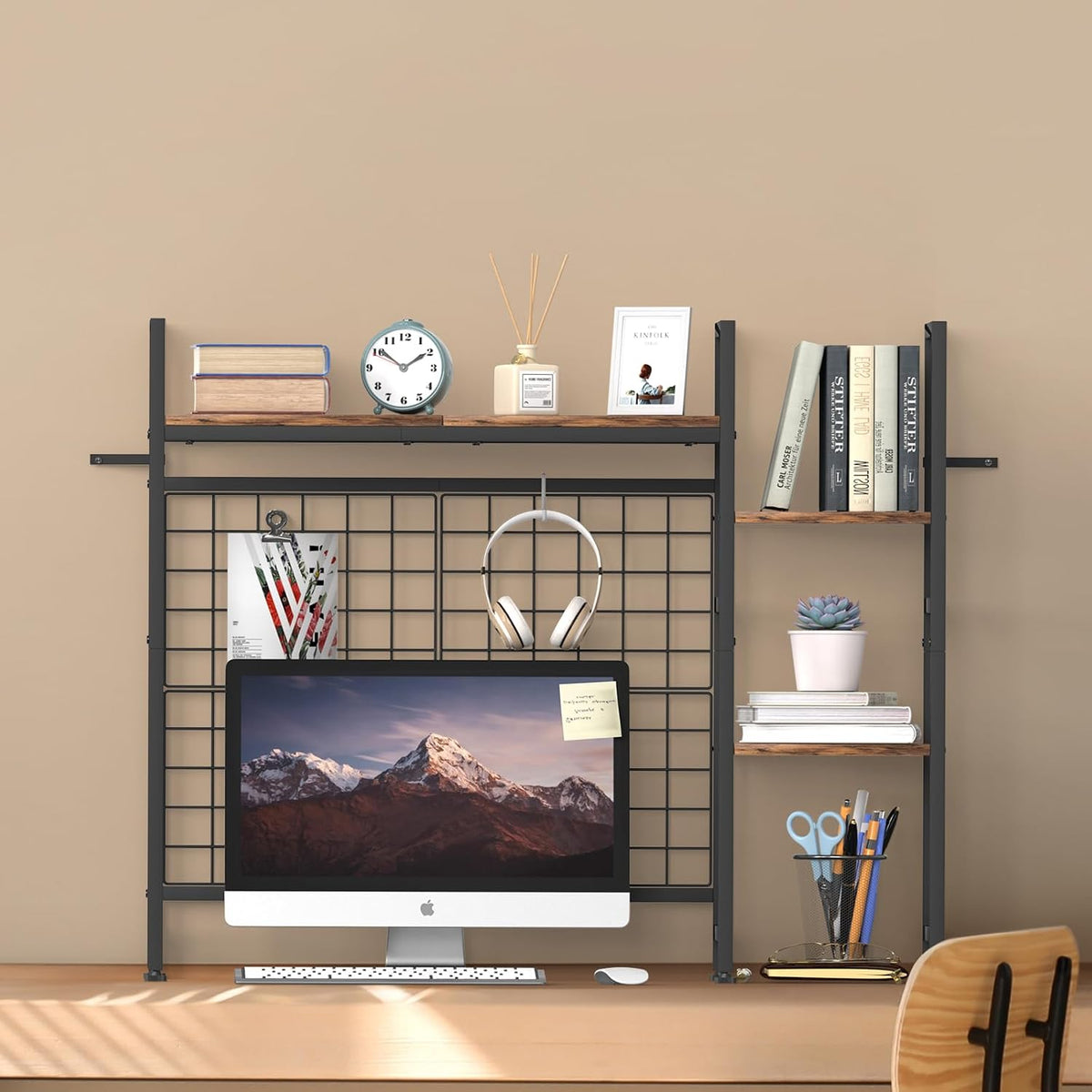 Desk Hutch Dorm, 37.4" Computer Desktop Bookcase