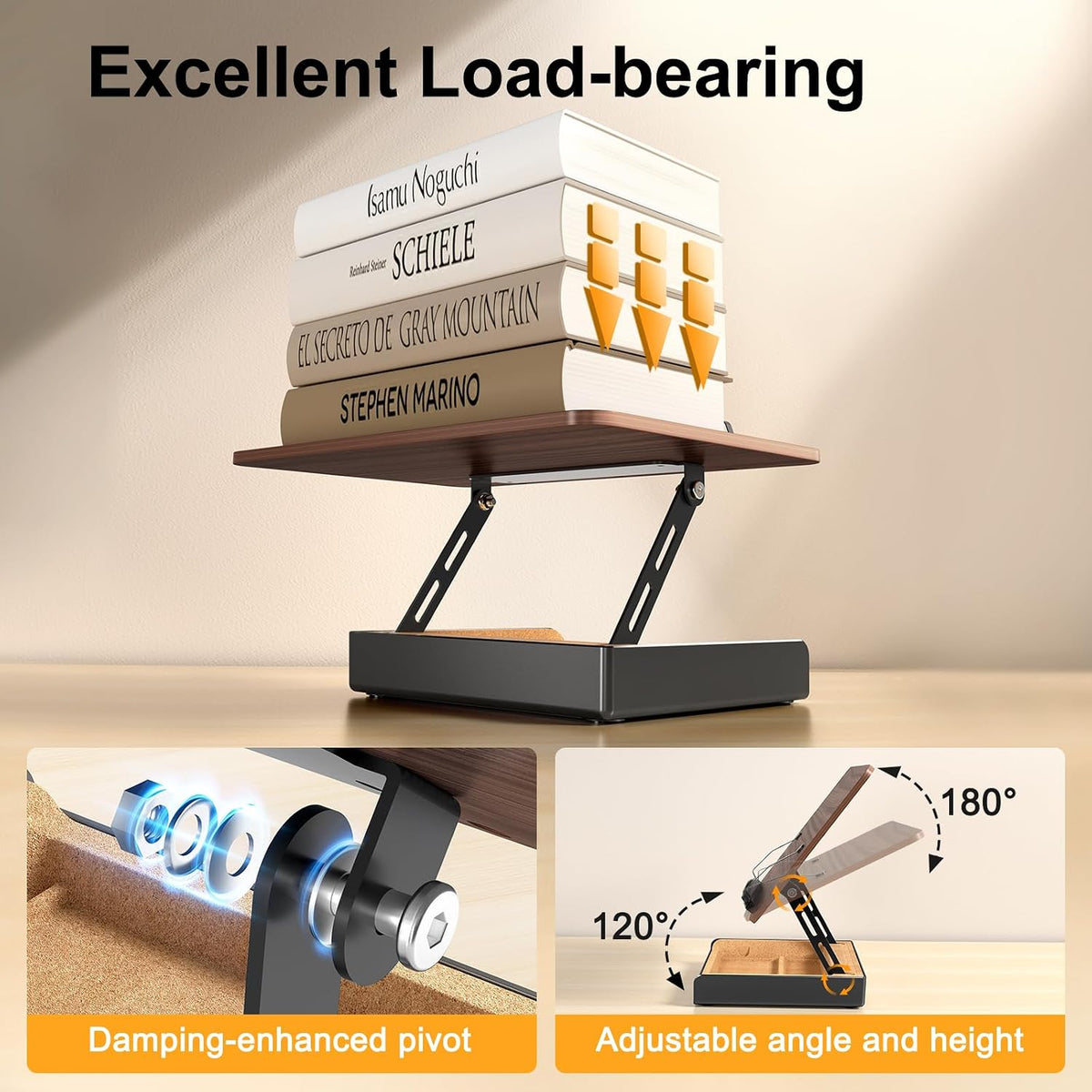 Book Stand with Storage, Book Holder for Reading Hands Free