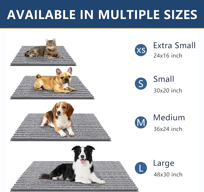Smiry Dog Door Mat for Muddy Paws 24x16, Absorbent Dirt Trapper, Non-Slip