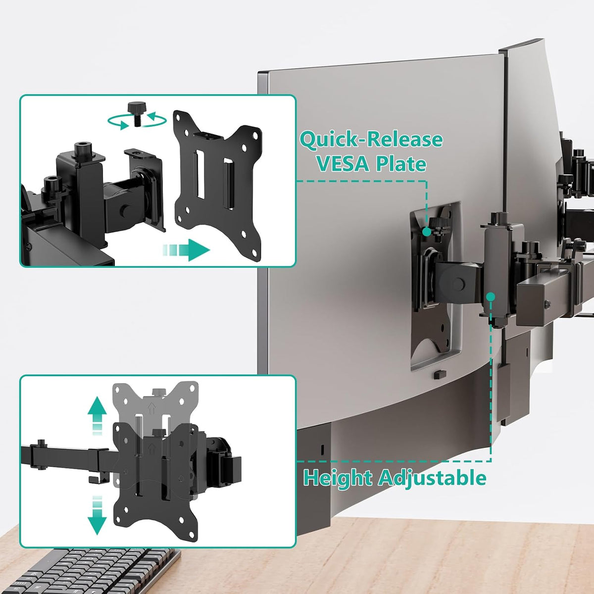 WALI Triple Monitor Wall Mount for 17 to 32 inch Screens, up to 15.4lbs