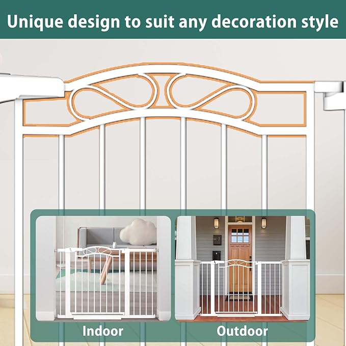 Fairy Baby 76.4"-81.8" Extra Wide Baby Gate Indoor for Stairs, Pressure Mounted Long Dog Gates for Doorways Walk Thru No Drill Pet Gates Child Safety Gate, White