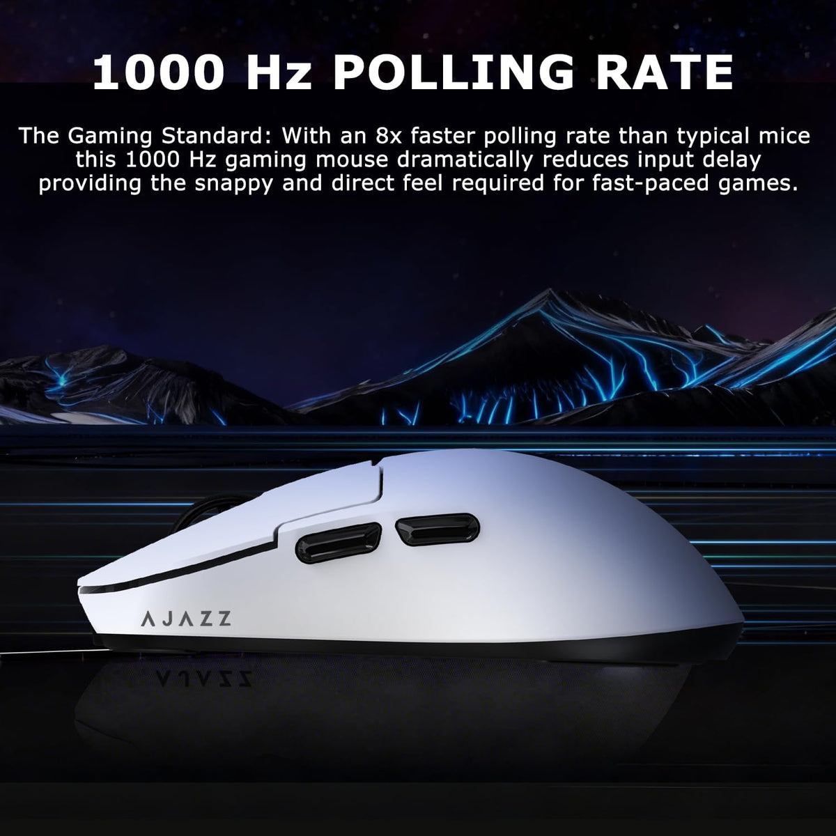 AJ159P MC Wireless Gaming Mouse, 12000 DPI, Tri-Mode 2.4G/Bluetooth/Wired, Magnetic RGB Charging Dock, 56g Ultra-Light, Programmable 6 Buttons - Perfect for Gaming, Work & Travel (White)