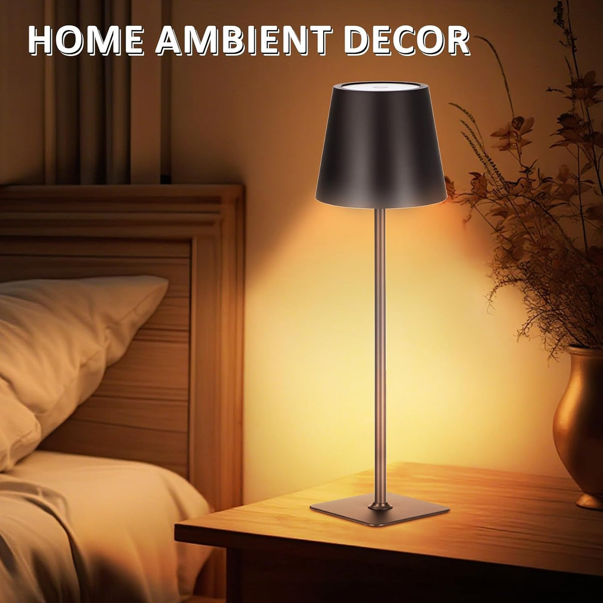 Retisee 12 Pack Cordless Table Lamp Portable Rechargeable Lamps, Black