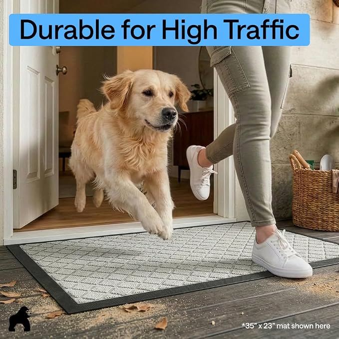 GORILLA GRIP 100% Waterproof All-Season WeatherMAX Doormat US Designed Natural