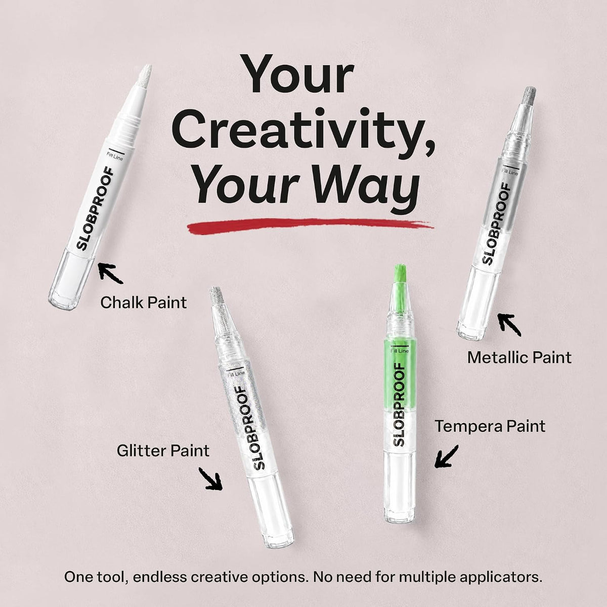 Slobproof Paint It! Decorating Pen, Refillable Paint Pens, Pack of 5