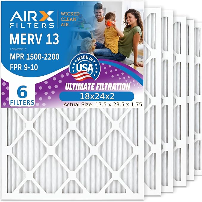 AIRX FILTERS WICKED CLEAN AIR. 18x24x2 Air Filter MERV 13 Electrostatic Pleated