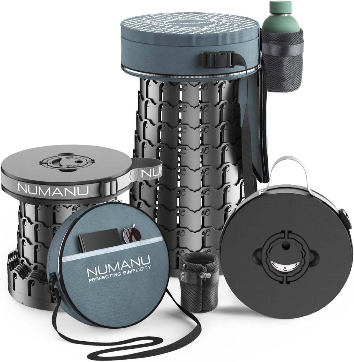 NUMANU XXL Round Collapsible Stool, 3-in-1 Cushion + Bag, 1000 lb Max Cap.