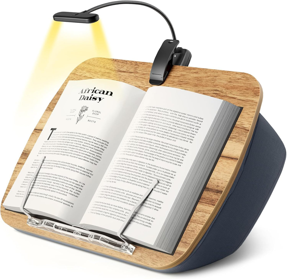 Reading Book Pillow Stand with 3-Color Adjustable Light