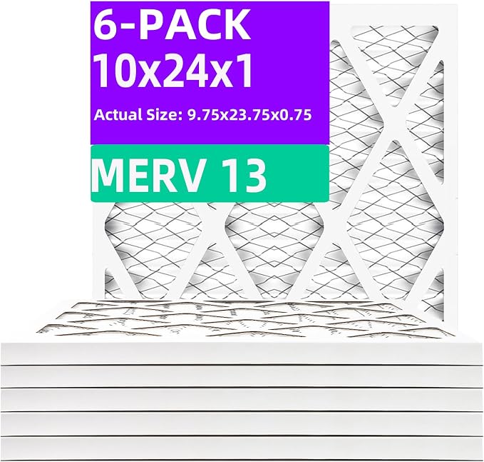 10x24x1 MERV 13 Pleated Air Filter MPR 1900 & FPR 10, Furnace Air Filters
