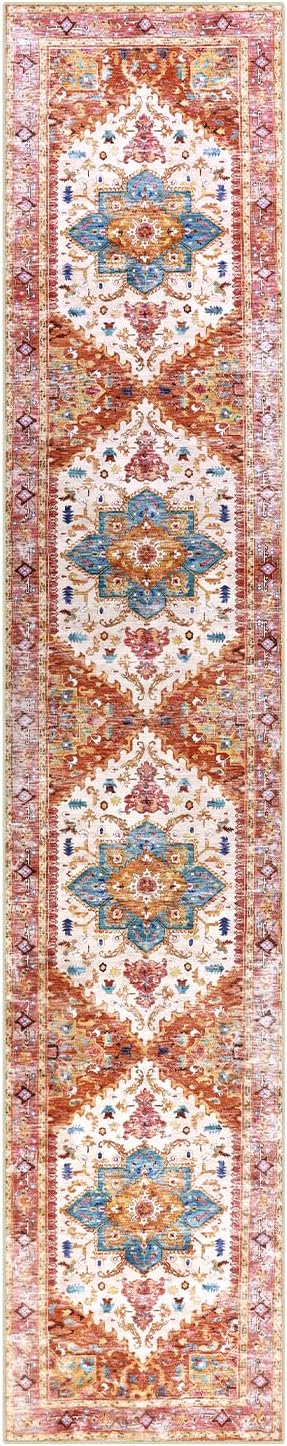 Yamaziot Washable Runner Rug, 2x10 Non-Slip Boho Vintage Hallway Rug Runner