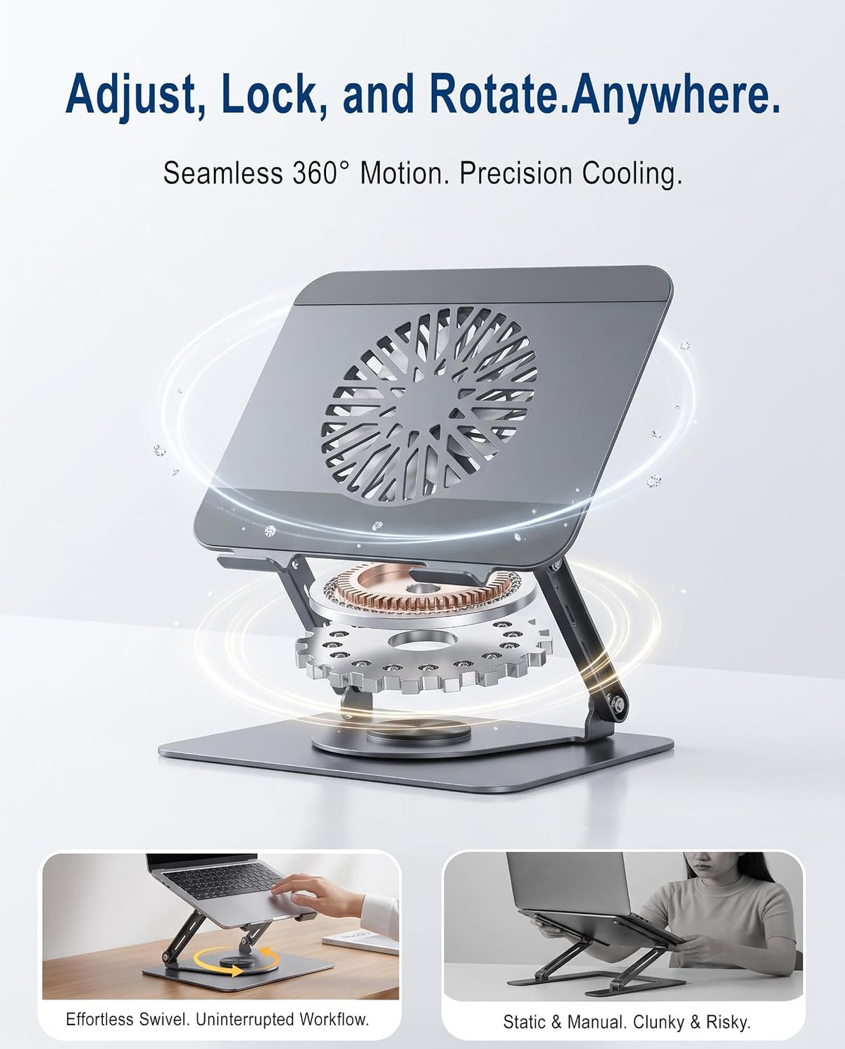 360° Rotating Laptop Stand with Upgraded Integrated Fan