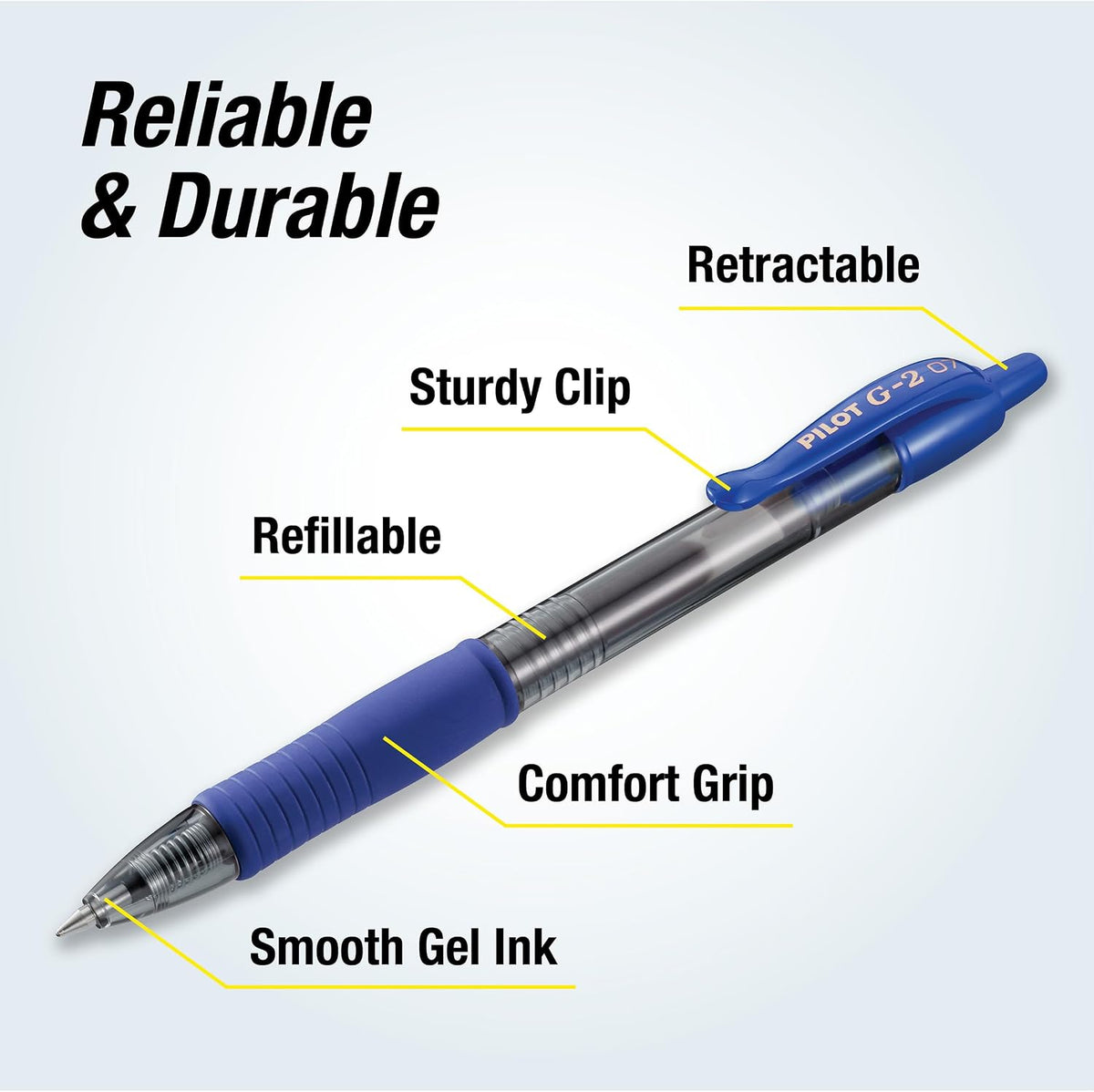 Pilot G2 Premium Gel Pens, Blue Pens, Fine Point 0.7 mm, Tub of 48, Blue