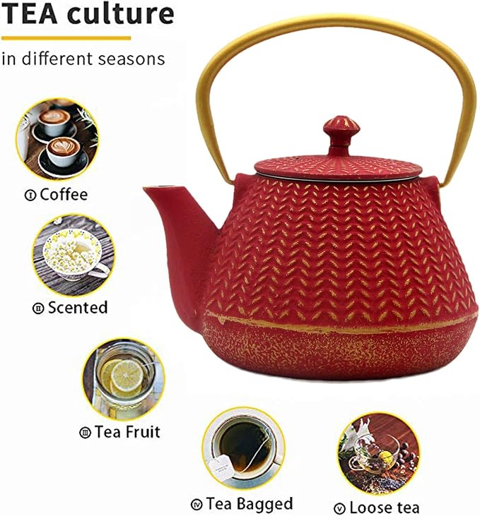 Small Cast Iron Tea Kettle for Stovetop Safe, Durable Teapot
