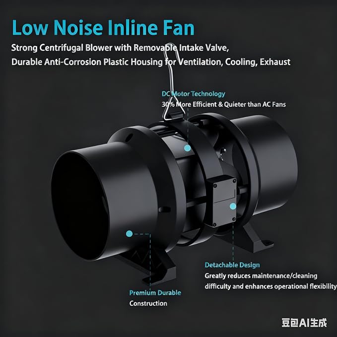 MELONFARM Air Filtration Kit, 8 Ft Ducting & Rubber Coupler, Air Cooling and