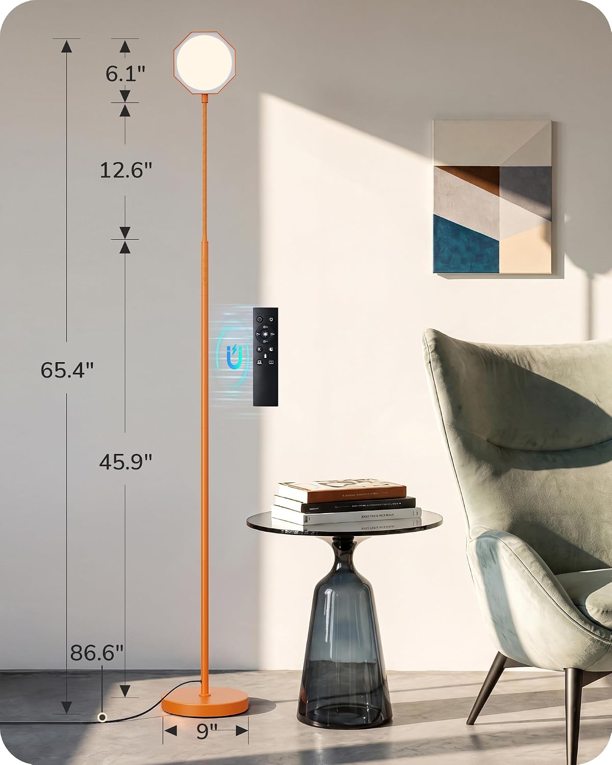 EDISHINE Gooseneck Standing Lamp 1300LM Super Bright for Living Room Orange