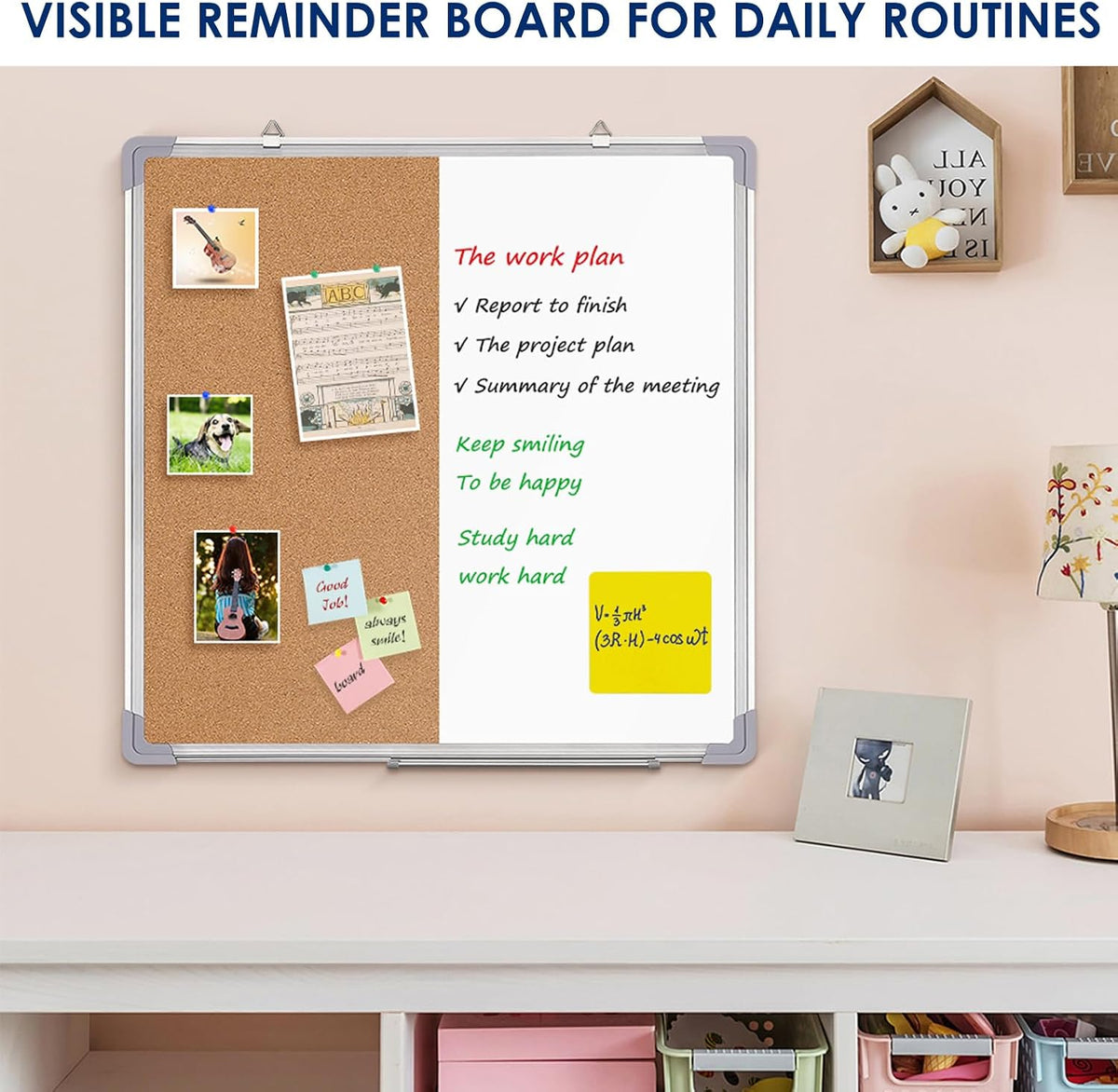 Cork Board White Board Combo 24 x 24 in – Dry Erase and Bulletin Board